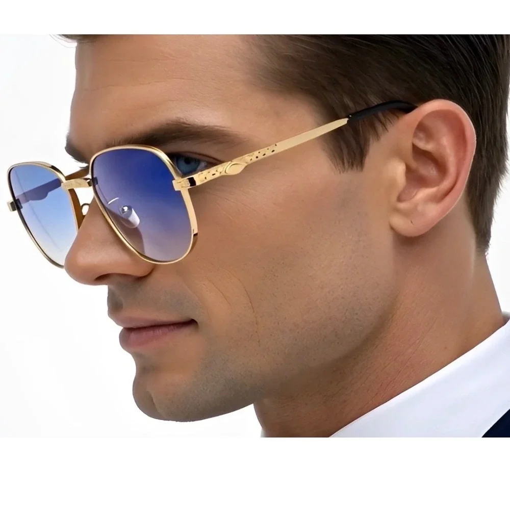 Mens‎ Pilot Sunglasses Designer Fashion Shades Retro Eyewear Round Classic Chic
